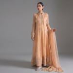 Peach Embellished A-Line Set