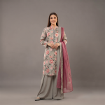 Blush Floral Grey 3-Piece Palazzo Suit