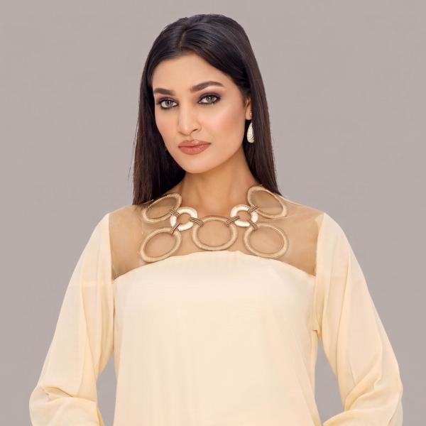 Charcoal Slate Straight-Cut Kurta with Intricate Ivory Floral Border