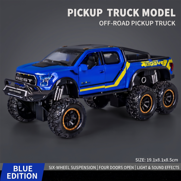 Boy's Toy  Pickup Truck Light and Sound Effects Four-Door Six-Wheel Off-Road Vehicle