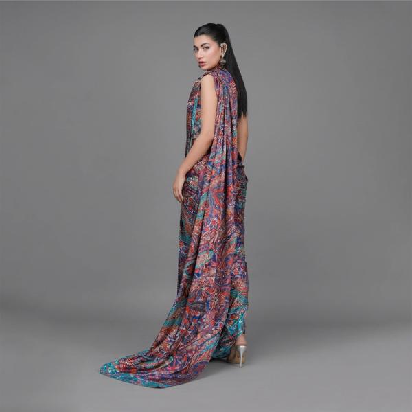 Majestic Paisley Digital Print Silk Saree