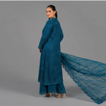 Ethereal Teal Embroidered Ensemble with Coordinating Dupatta