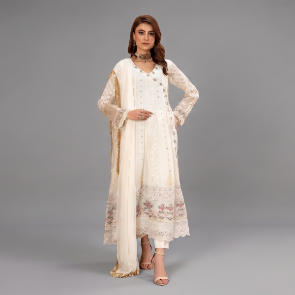 Embroidered Ivory Angrakha Set