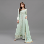 Manahil Embroidered Ice Mint 3-Piece Festive Organza Gown Set