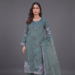 Sage Serenity Embroidered 3-Piece Luxury Suit