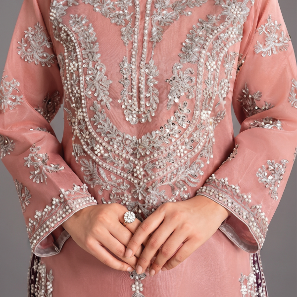Rose Quartz Embroidered Luxury 3-Piece Suit