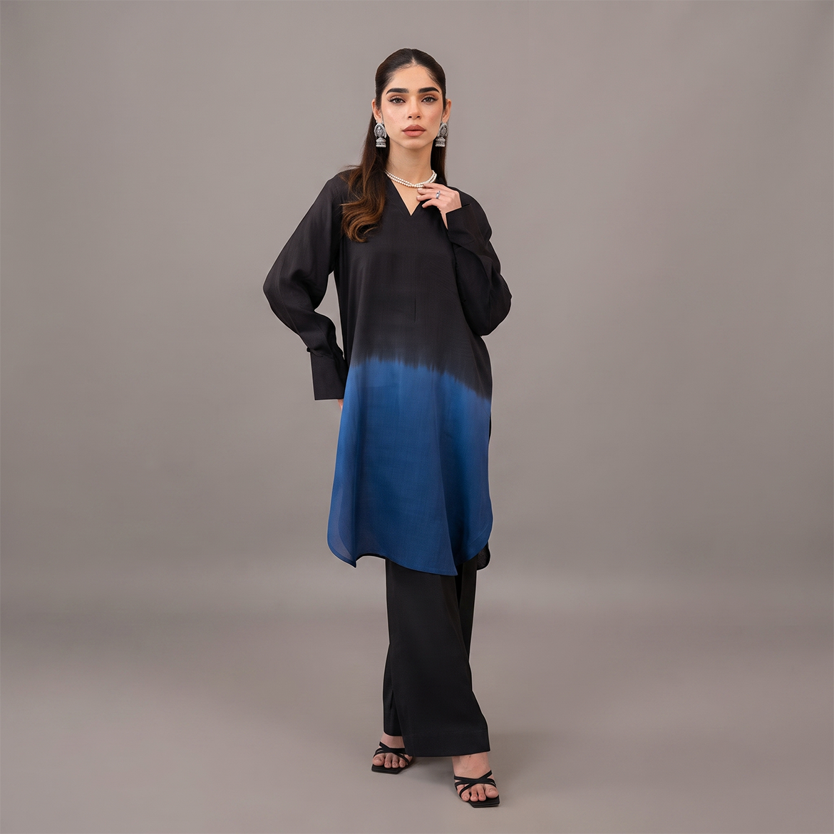 Midnight Ombré V-Neck Tunic Set