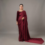 Maroon Velvet & Satin Saree
