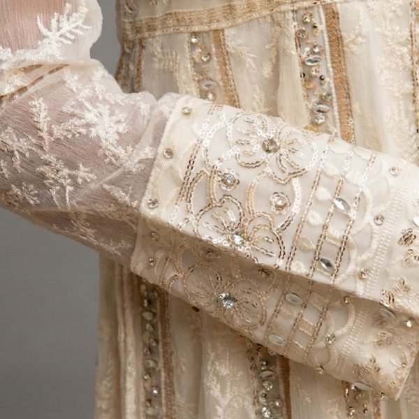 Embellished Ivory Anarkali Set