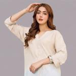 Ombré Horizon Silk Tunic with Ivory Chikankari-Style Embroidery