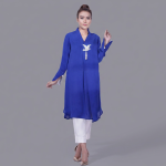 Serene Azure Bird-Embellished Tunic Set