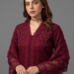 Maroon Minimalist Embroidered Co-ord Set