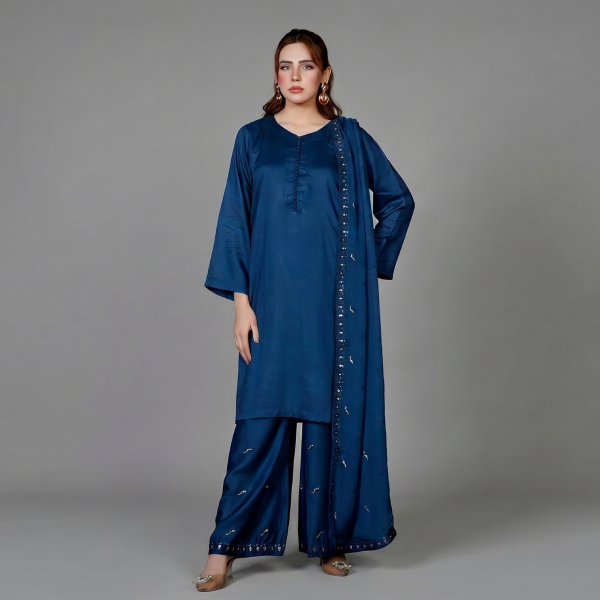 Midnight Blue Silk Co-ord Set