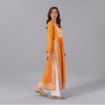 Vibrant Mustard Yellow Anarkali Tunic with Intricate White Prints