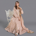 Embellished Peach Angrakha Anarkali Set