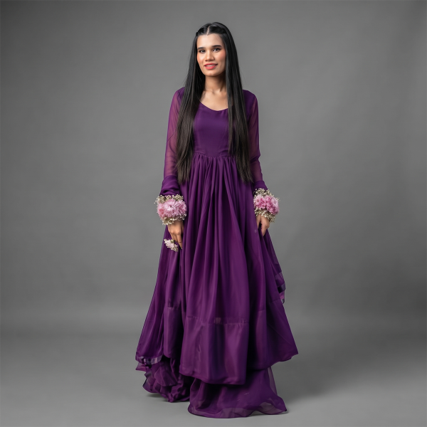 Royal Amethyst Bloom Maxi Suit