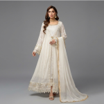 Ethereal Ivory Embroidered Chiffon Formal Gown