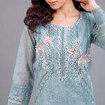 Powder Blue Floral Embroidered Luxury