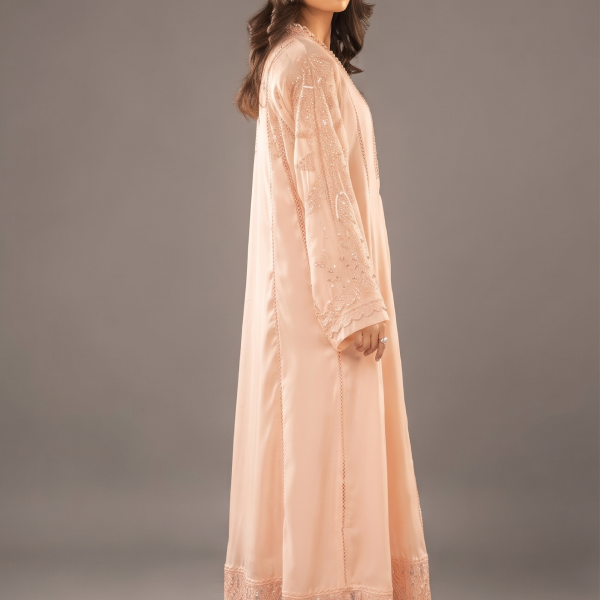 Peach Blossom Embroidered Anarkali 3-Piece Suit
