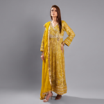 Mustard Embellished A-Line Set