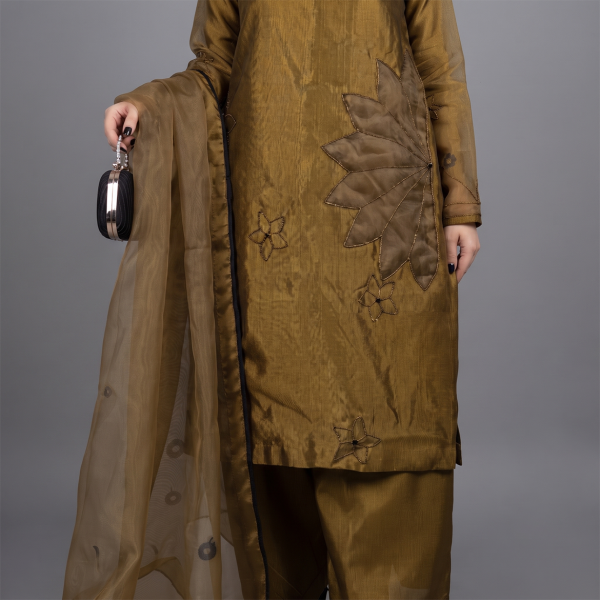 Gold Lotus Luxe Silk Suit