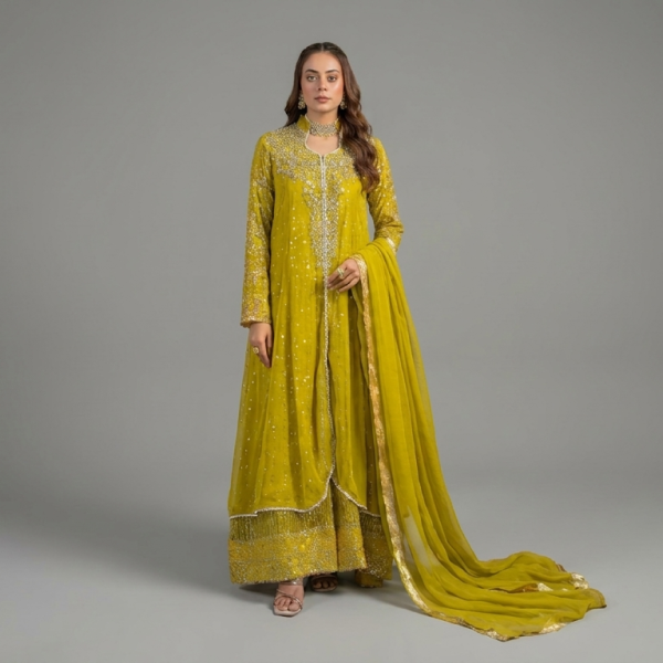 Radiant Musturd Yellow Embroidered Formal Ensemble