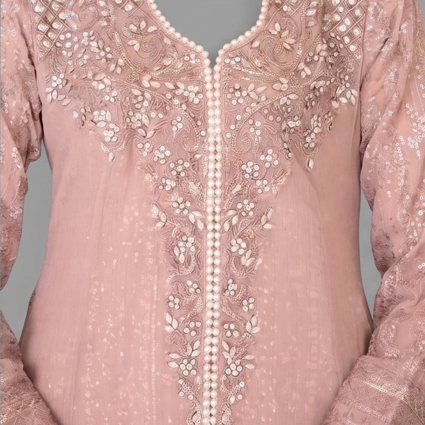 Manahil Embroidered Dusty Rose  Festive Anarkali Set