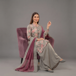 Blush Floral Grey 3-Piece Palazzo Suit