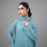 Elegant Sky Blue Silk Kurta and Trouser Set