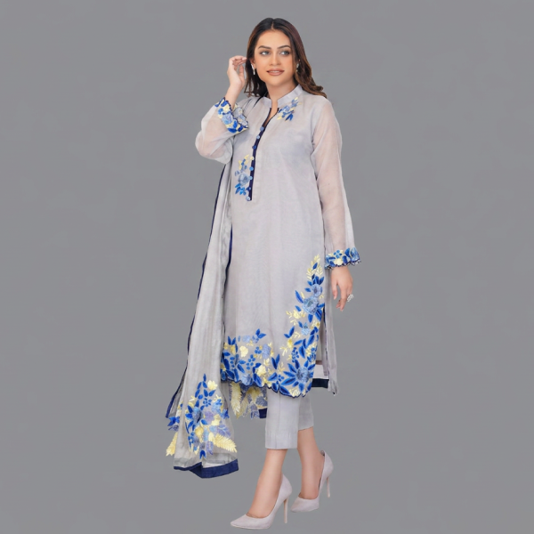 The Dove Grey Flora Organza Suit