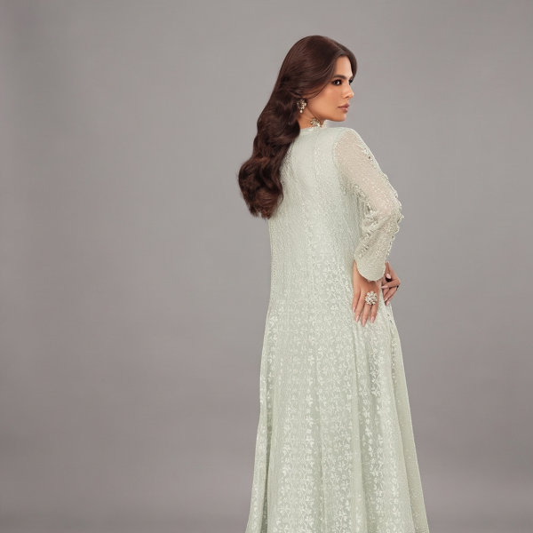 Mint Green Embellished Front-Open Long Suit