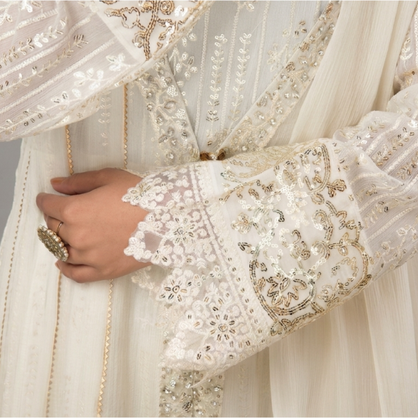 Ethereal Ivory Embroidered Chiffon Formal Gown