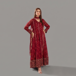 Manahil Embroidered  Maroon 3-Piece Festive Kalidaar Set