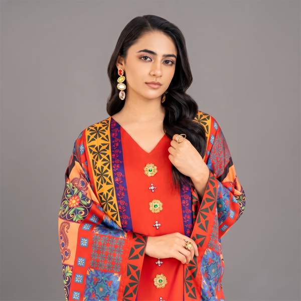 Artistic Printed V-Neck Kaftan