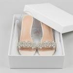Crystal-Embellished Clear Block Heel Sandals
