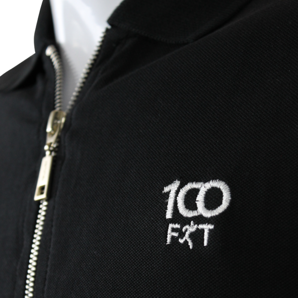100 Fit Black Zipper Polo – Premium Piqué Fabric