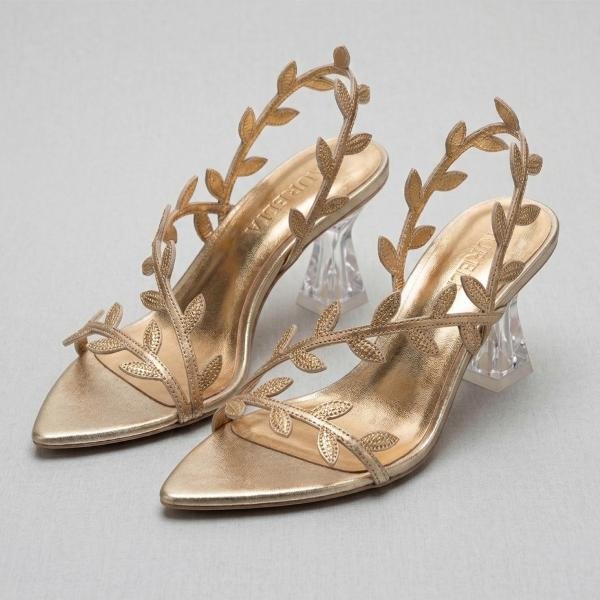Golden Embellished Heels for Women