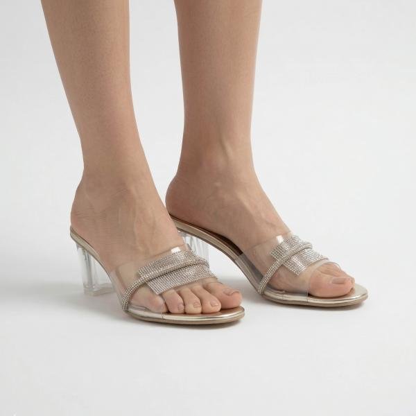 Step into elegance with Golden Transparent Heels for Womens, the perfect combination of style, sophistication, and comfort.