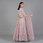 Elegant Mauve Embellished Anarkali Suit Set – 3-Piece Festive