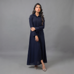 Navy Blue Classic Button-Down Maxi Dress