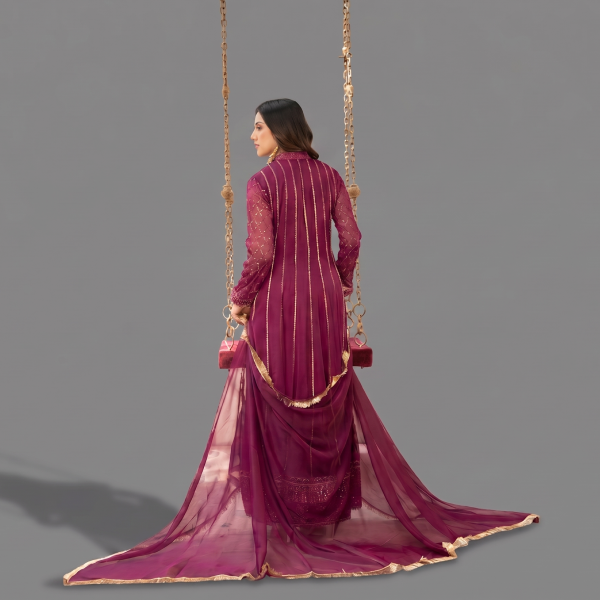 Manahil Gota Embroidered Purple Festive Kalidaar Set