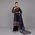 Black Ornate Embroidered Lawn Coordinate Set