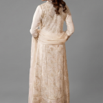 Off-White Embroidered A-Line Kurta with Matching Trouser