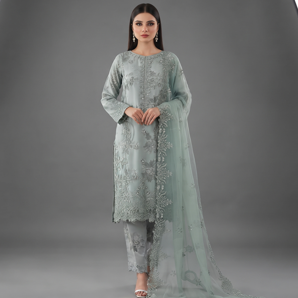 Sage Monochrome Embroidered Ensemble