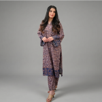 Sophisticated Floral Print Kurta with Contrasting Cuffs