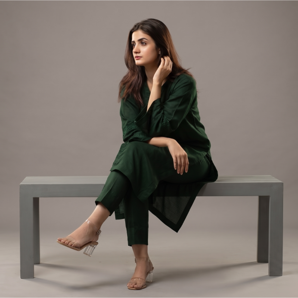 Women's Elegant Dark Green Co-ord Set