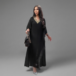 Sophisticated Black V-Neck Kaftan Dress