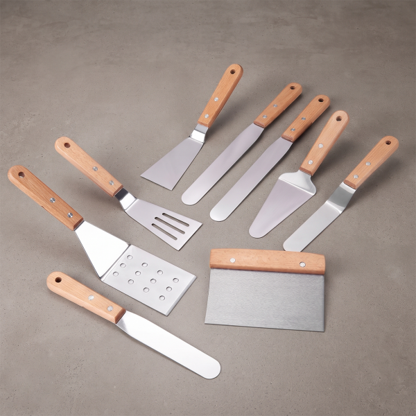 Stainless steel beech handle fried fish spatula, baking spatula, barbecue cooking spatula