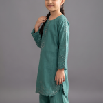 Emerald Mist Embroidered Kurta Set for Girls