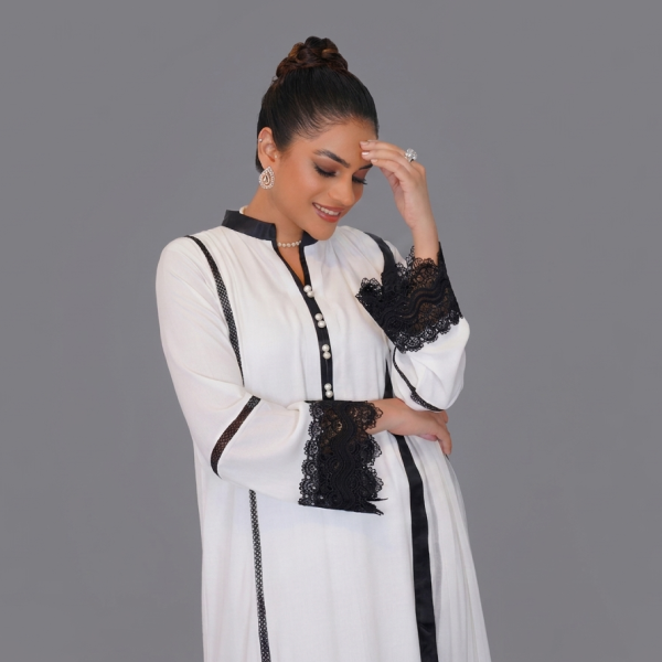 Chic Ivory & Black Lace Ensemble